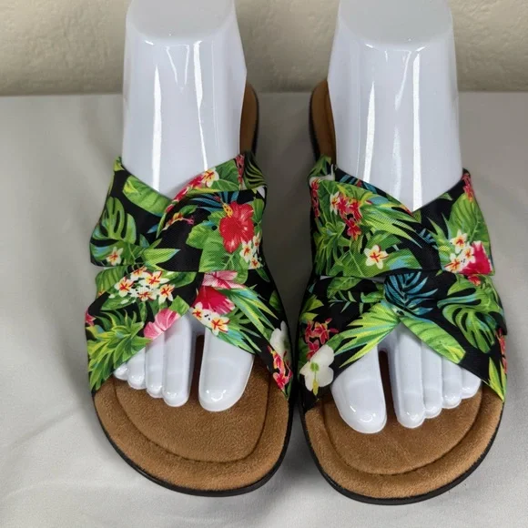 -ON HOLD- NEW Minnetonka Sarong Tropical Floral Summer Slide Sandals Size 9 WIDE - Picture 3 of 12
